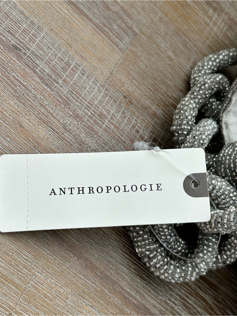 Anthropologie Fiona Beaded Bag Chain Edition Silver NWT - Picture 10 of 10